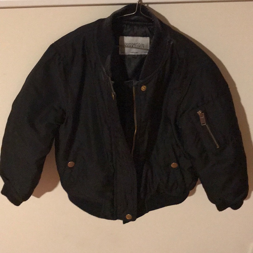 Girls black bomber jacket
